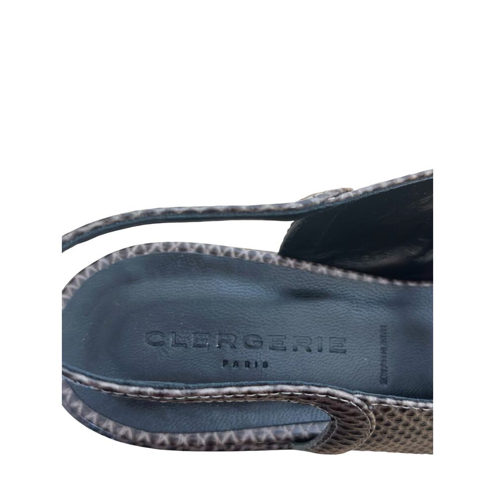 Robert Clergerie Brown Embossed Leather  Mary Jane Slingback Platform Heels 8 - Picture 5 of 8